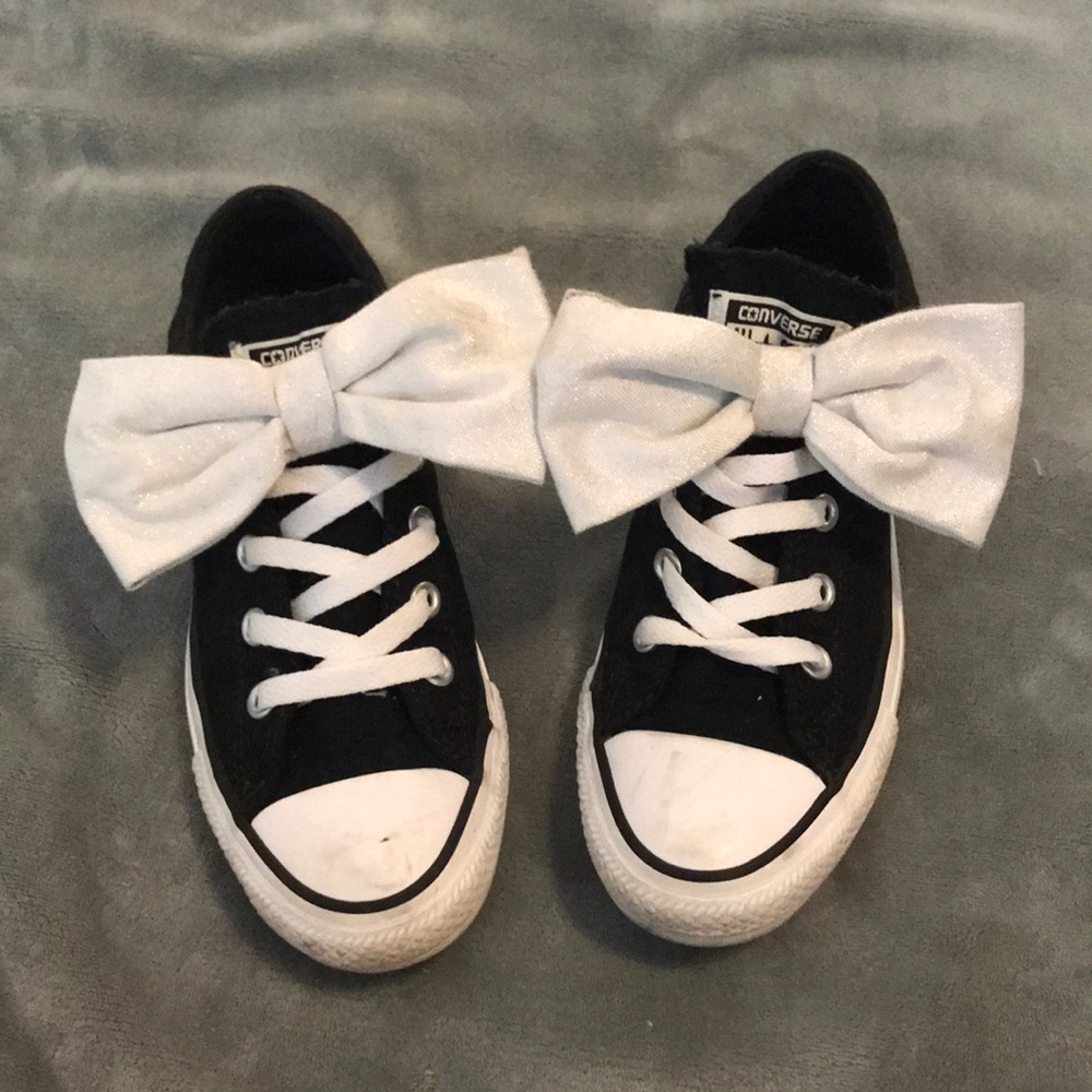 White Sparkly Bow Converse for women